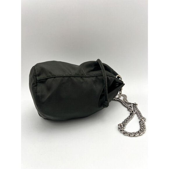Authentic Prada Bucket Drawstring Pouch Bag Nero Nylon Vintage Dark Green Handba - Picture 14 of 15